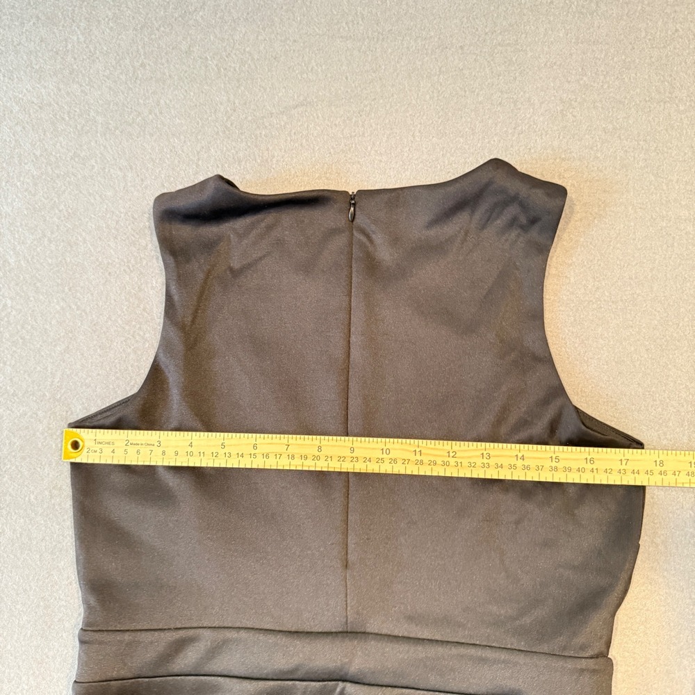 Bisou Bisou Black Geometric Laser Cut Peplum Waist Sleeveless Top M - Picture 9 of 13